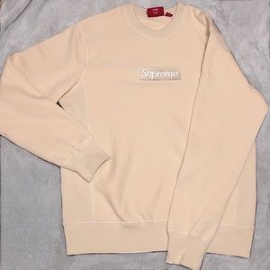Fw 18 natural supreme box logo crewneck sweatshirt